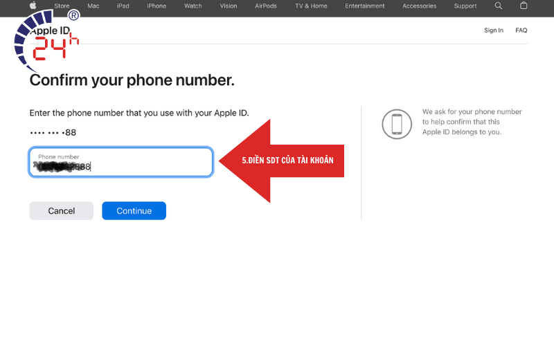 Xác minh số điện thoại tài khoản iCloud