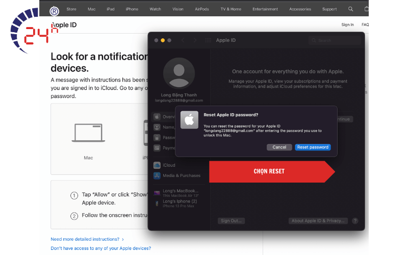 Xác nhận reset iCloud