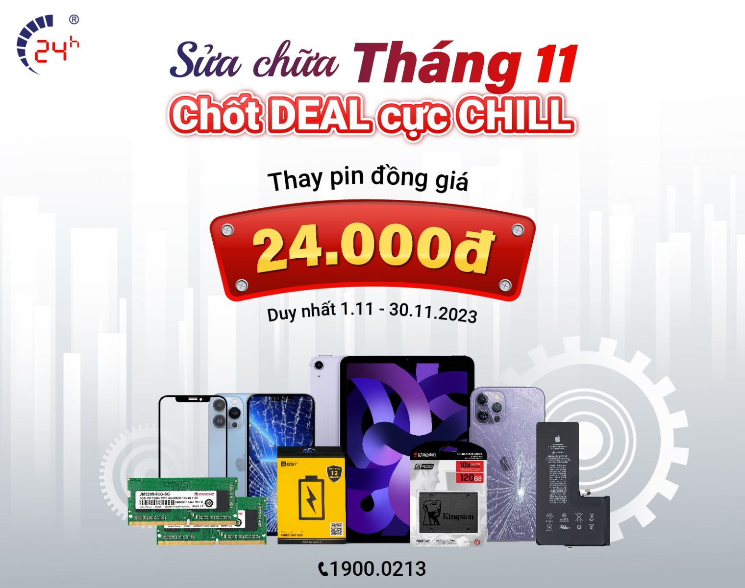 Sửa chữa bạt ngàn - Vô vàn ưu đãi - Thay pin iPhone giá 24.000 đồng