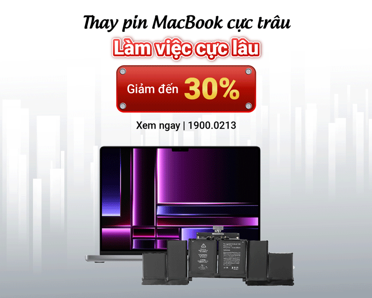 Giảm đến 30% chi phí thay pin MacBook trong tháng 9