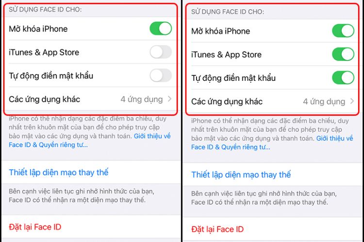 Kích hoạt các thanh để bật tính năng này