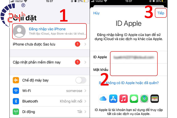 cách đăng nhập iCloud