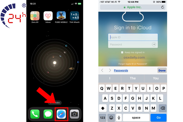 đăng nhập iCloud trên trình duyệt và Safari