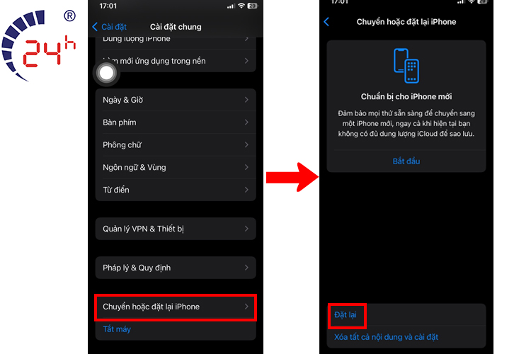 Reset lại iPhone