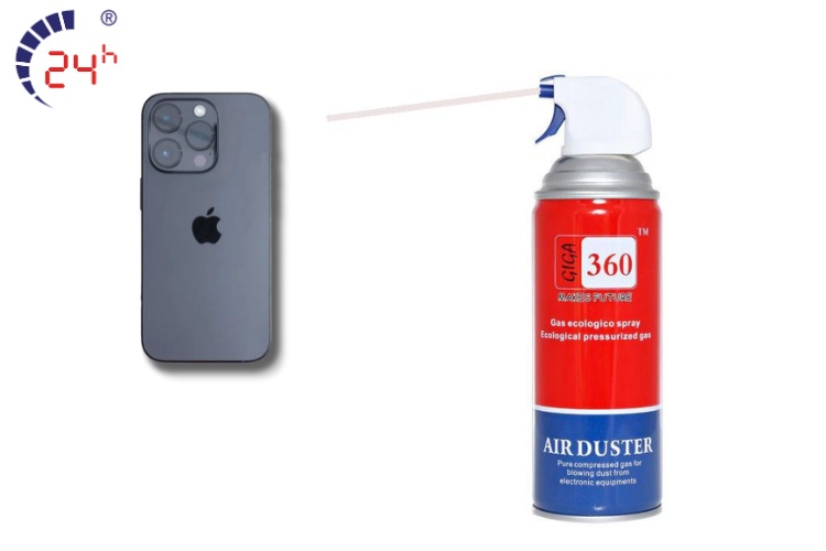 sử dụng khí nén vệ sinh camera iPhone