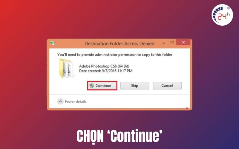 chọn continue crack photoshop cs6 khi hết hạn