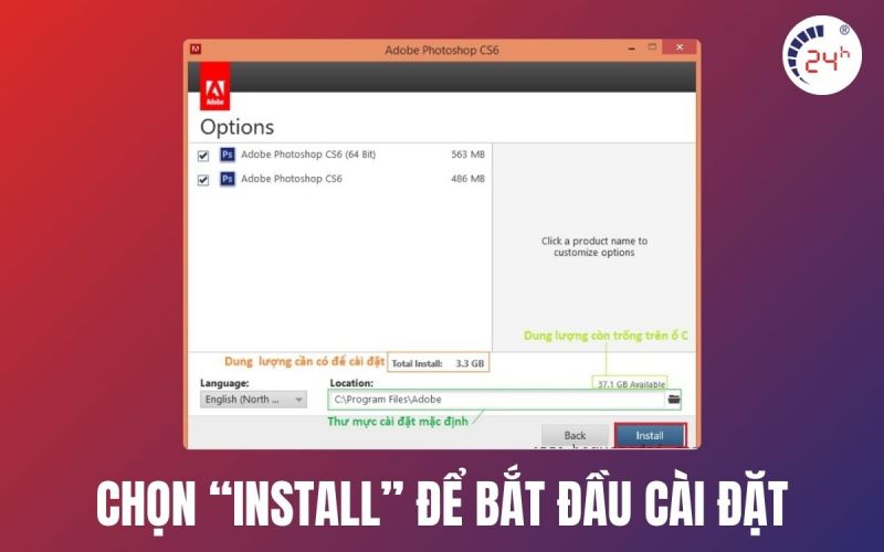 bấm install photoshop cs6 full crack 2020