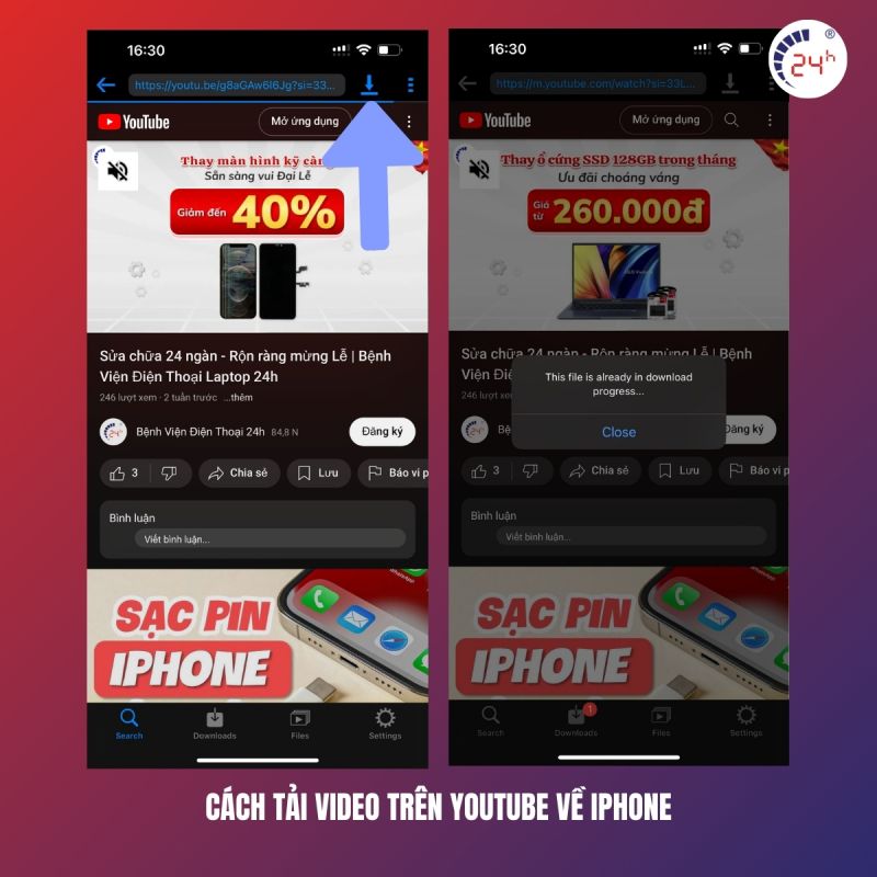 cách tải video từ youtube về điện thoại