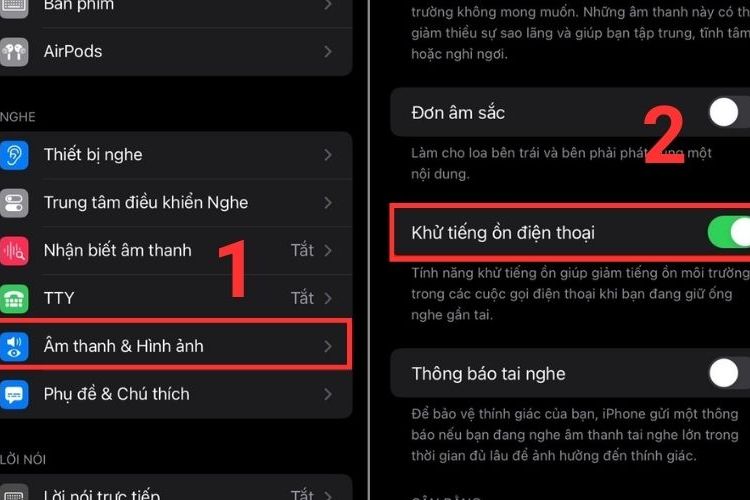  Kích hoạt tính năng khử tiếng ồn