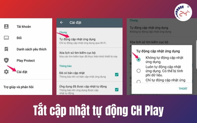 cách tắt tự động cập nhật CH Play ở Android