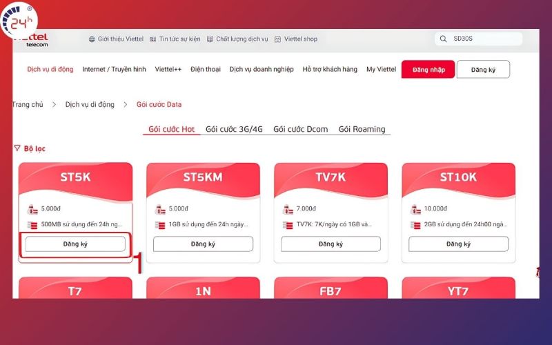 cach dang ky mang Viettel tren website