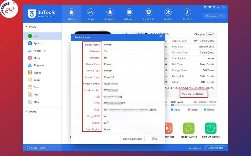 Thông tin chi tiết về tình trạng iPhone