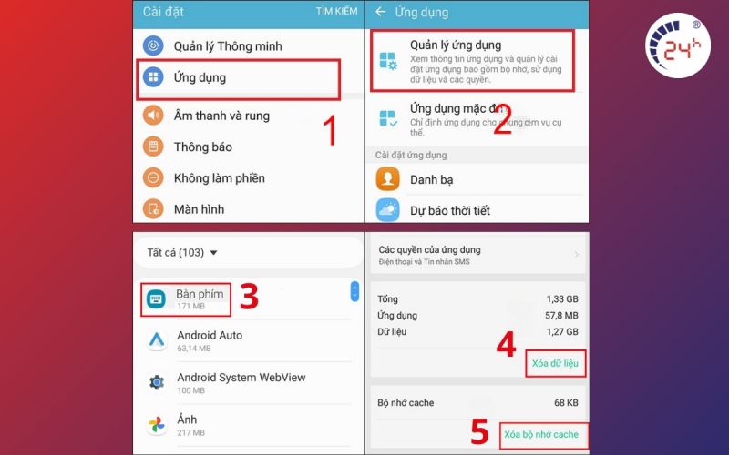 cách chỉnh bàn phím oppo xóa cache và bộ nhớ đệm