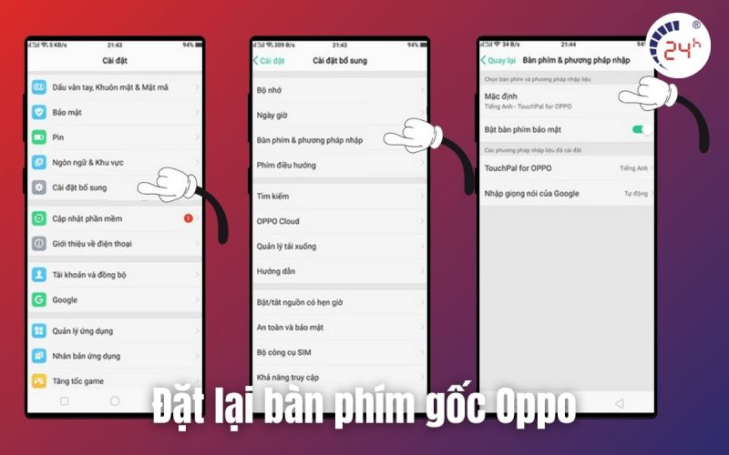 cách làm bàn phím trở lại bình thường trên Oppo bằng cách đặt lại bàn phím gốc