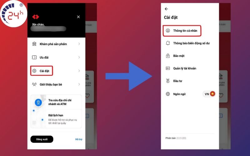 cách xác thực sinh trắc học Techcombank