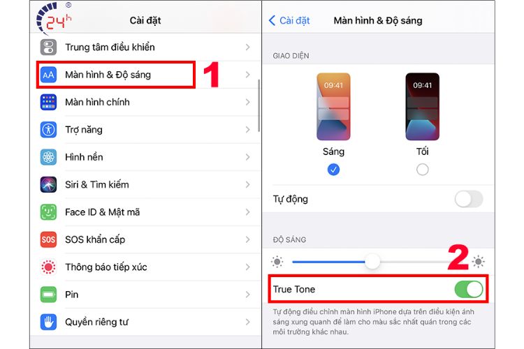 Chinh do sang man hinh iPhone 15 Pro Max bang cach tat tinh nang true tone