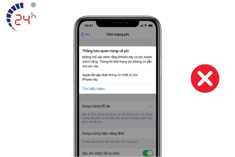 iPhone báo lỗi pin không chính hãng