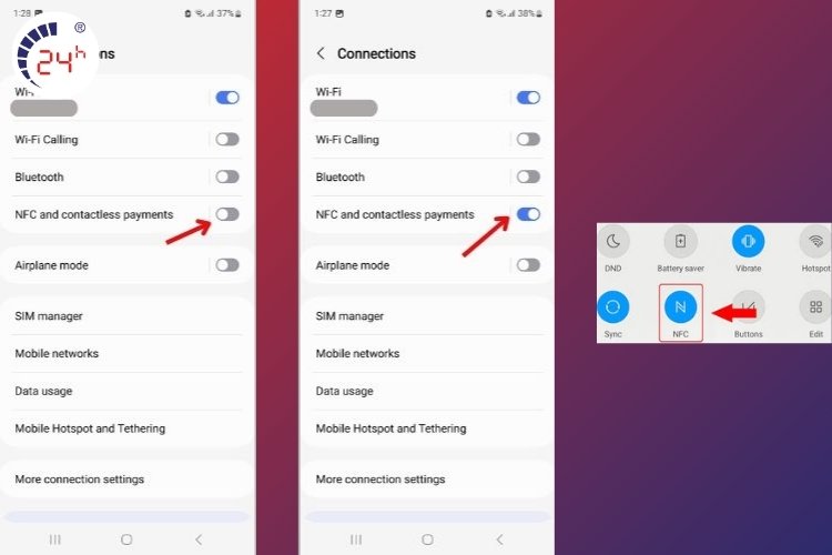cách bật nfc trên android