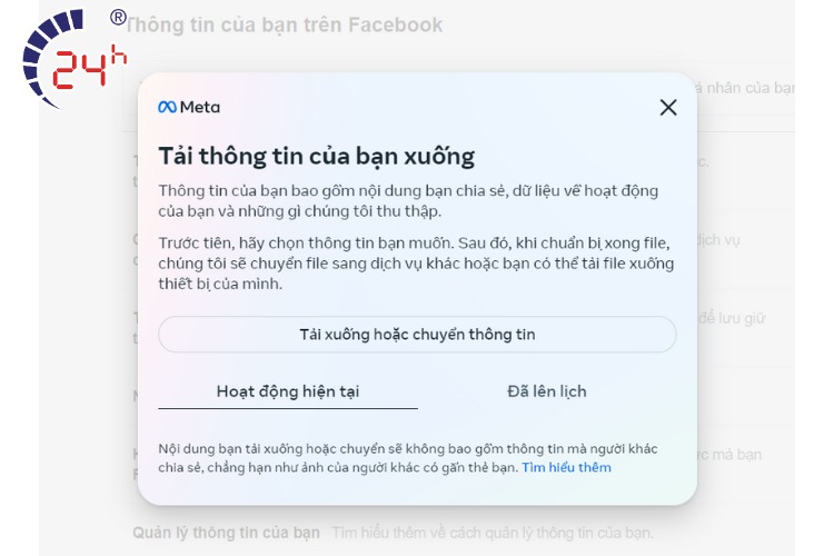 tải xuống dữ liệu trên Messenger