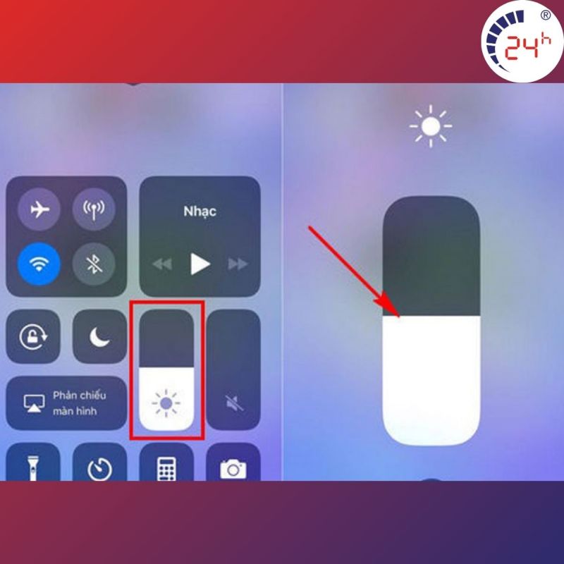 Cach chinh do sang man hinh iPhone bang trung tam dieu khien (Control center)