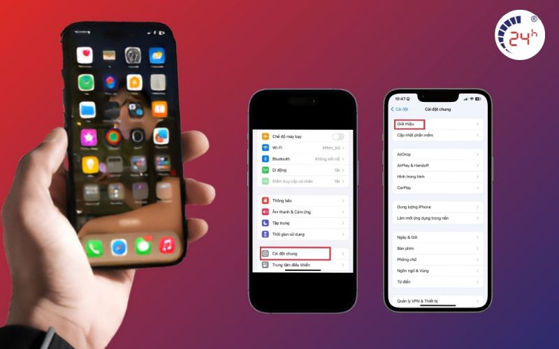 Check kiểm tra IMEI iPhone trong phần cài đặt 