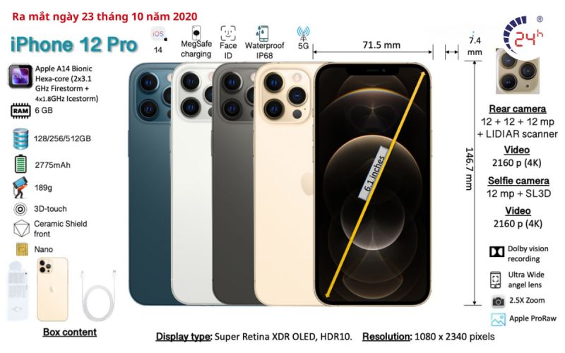 thông số mặt kính iPhone 12 Pro