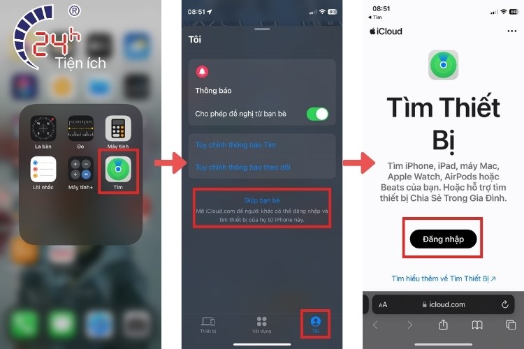 tìm điện thoại iPhone bị mất qua iCloud