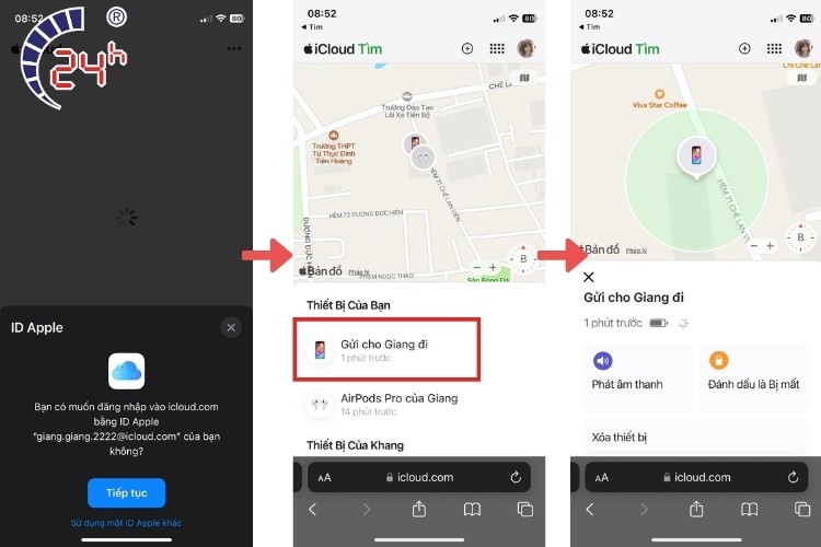 tìm điện thoại qua icloud
