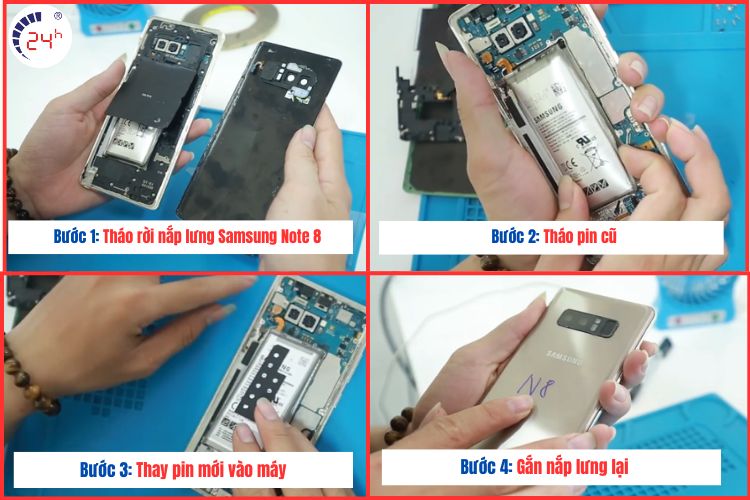 quy trình thay pin samsung note 8 