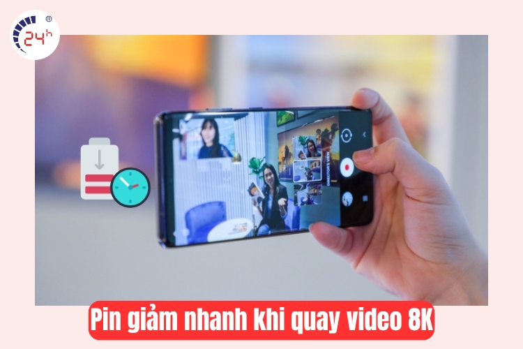 pin giảm nhanh khi quay video 8k