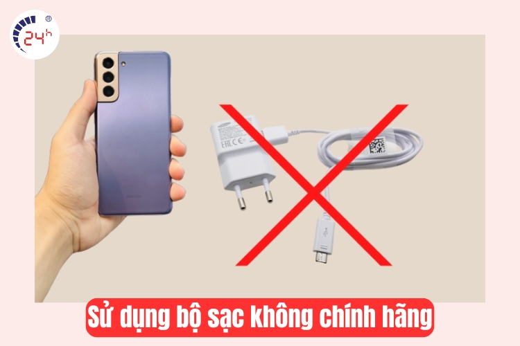 sử dụng bộ sạc không chính hãng samsung