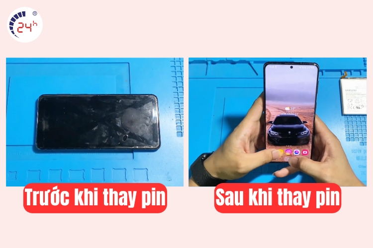 trước và sau khi thay pin samsung s21