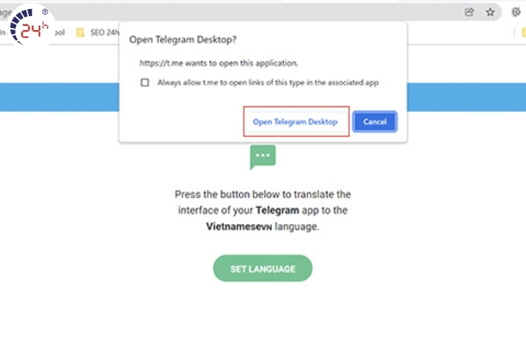 Cài đặt tiếng Việt cho Telegram trên máy tính Bước 1