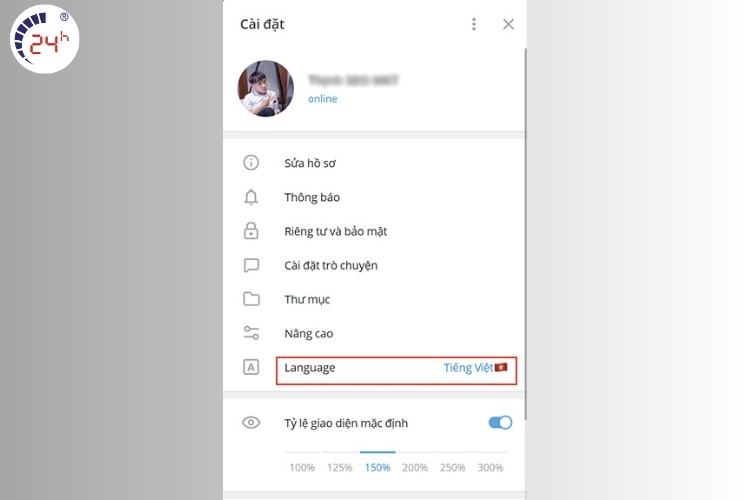 cài đặt ngôn ngữ khác trên Telegram Bước 2
