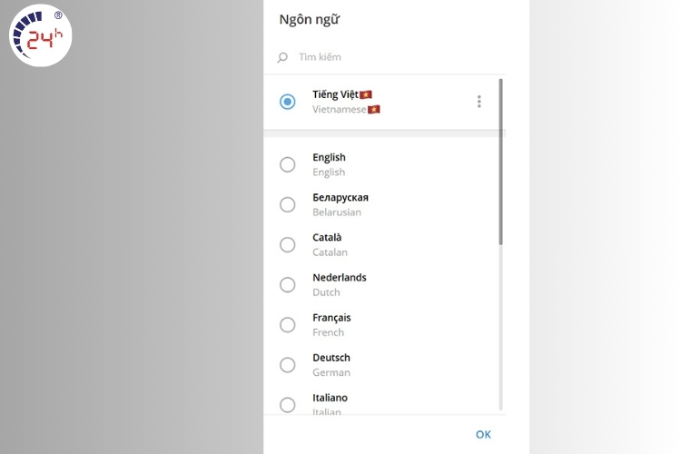 cài đặt ngôn ngữ khác trên Telegram Bước 3