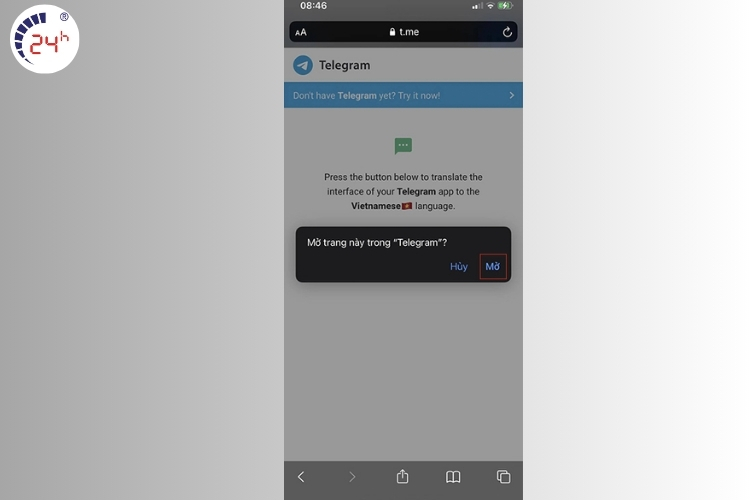 Cài đặt tiếng Việt cho Telegram trên điện thoại Bước 1