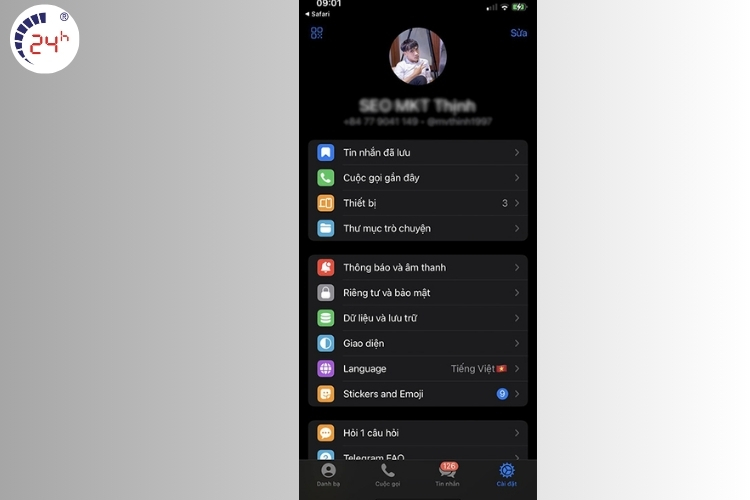 Cài đặt tiếng Việt cho Telegram trên điện thoại Bước 3