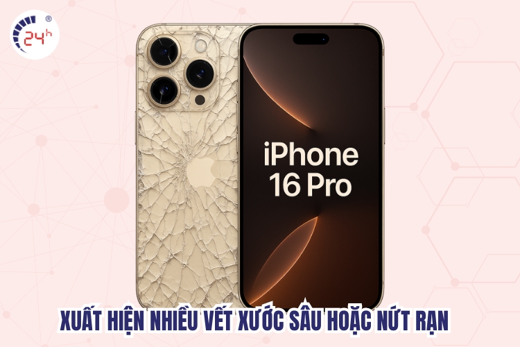 kính lưng iphone 16 pro xuất hiện vết nứt kính lưng