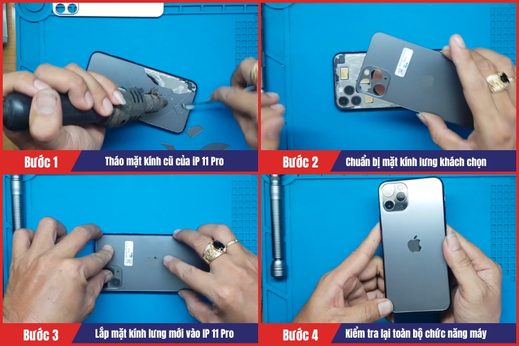 Nhân viên tiến hành thay mặt lưng iPhone 11 Pro