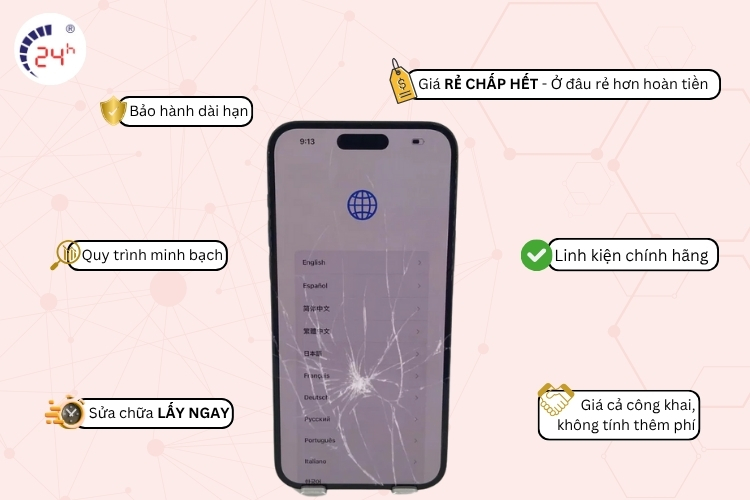 Thay mặt kính iphone 15 plus