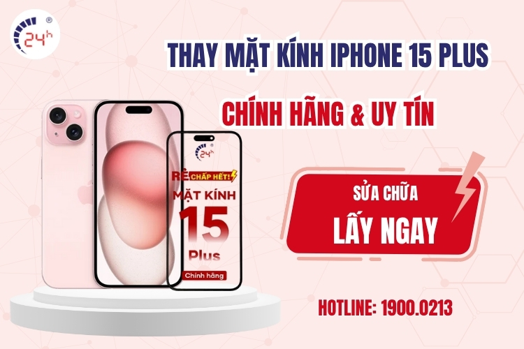 Thay mặt kính iphone 15 plus