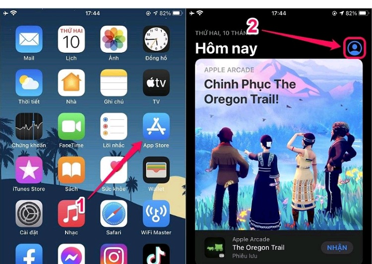 Chạm vào Ảnh đại diện trên App Store
