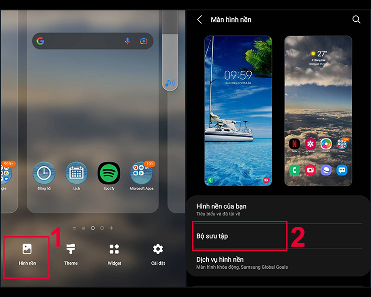 Cách đổi hình nền Samsung bước 1