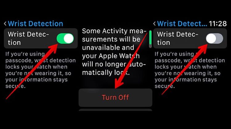 Tắt và bật lại Wrist Detection 