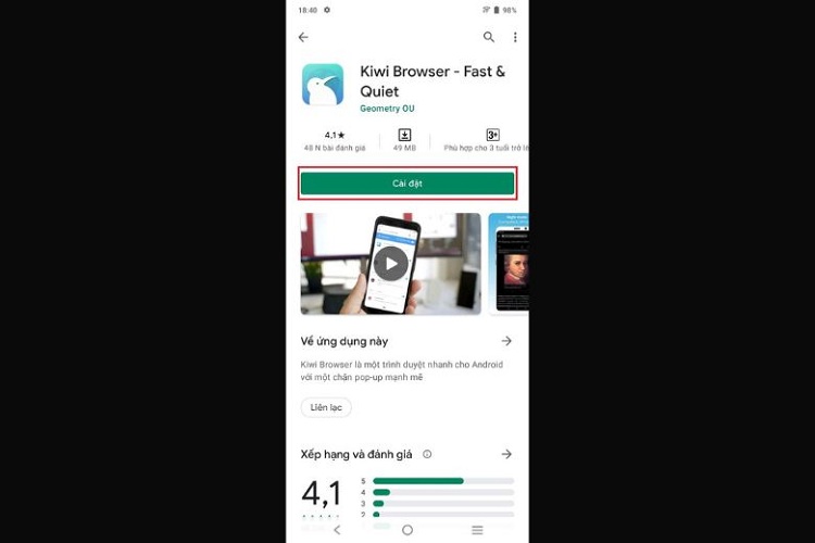 Tải về trình duyệt Kiwi Browser