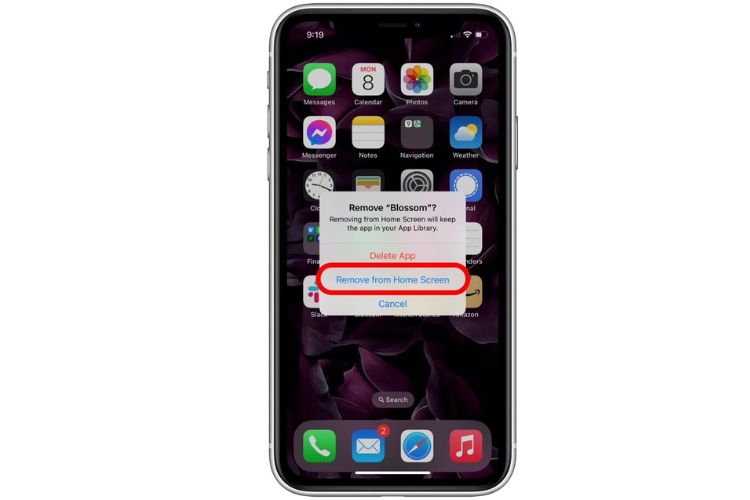 Bấm chọn Xóa khỏi màn hình chính