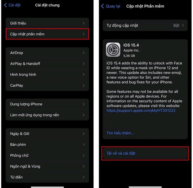 Bước cuối cùng trong cách cập nhật iOS 15.4 RC