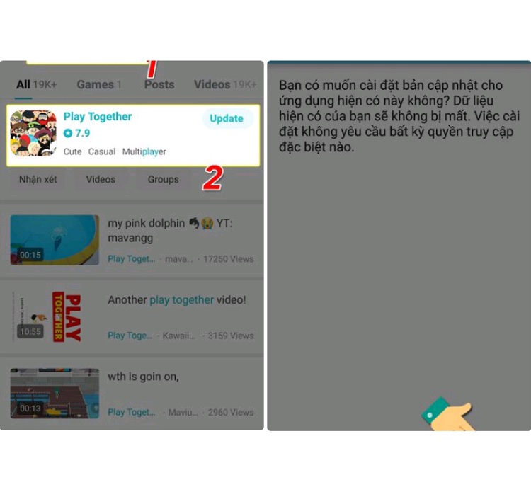 Tiến vào Cài đặt sau khi cập nhật Play Together