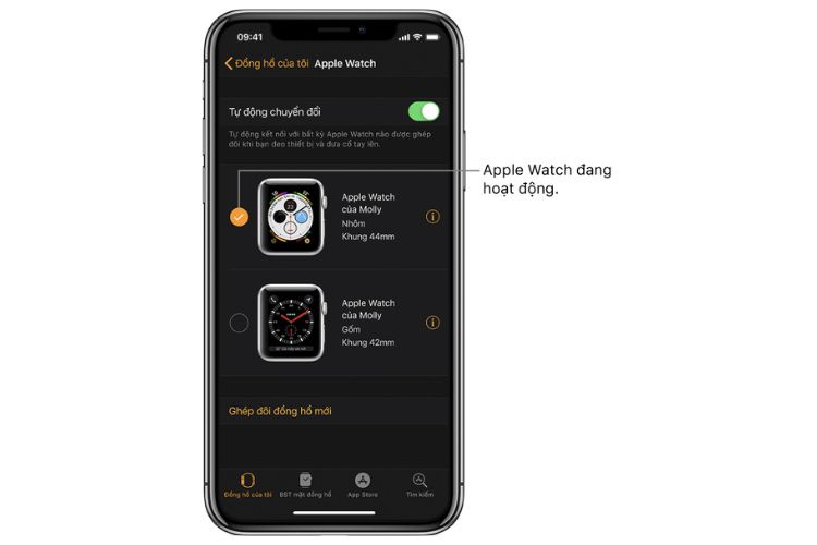 Chuyển nhanh sáng Apple Watch khác 