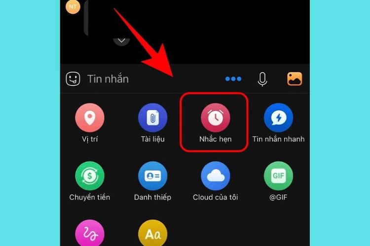 Chọn mục Nhắc hẹn có biểu tượng hình đồng hồ